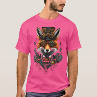 Camiseta Raposa-Vapor Com Óculos E Trabalho de arte