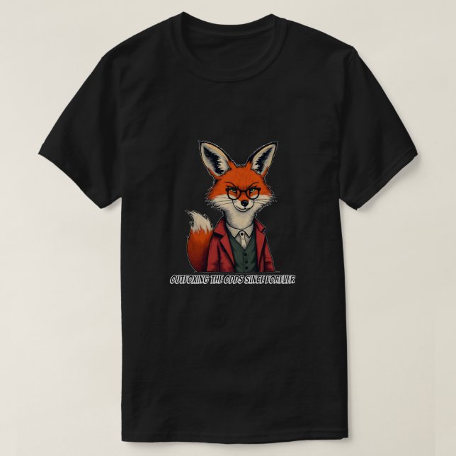 Camiseta Raposa Vermelha Inteligente em Óculos e Aterro - C (Frente do Design)