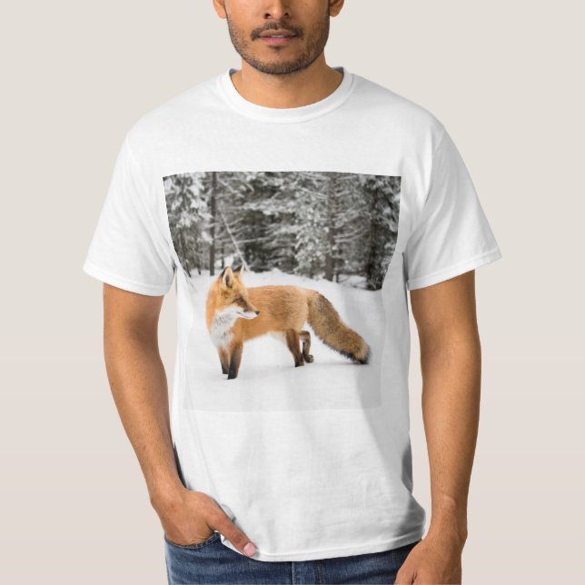 Camiseta Raposa Vermelha na Neve Branca (Frente)