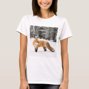 Camiseta Raposa Vermelha na Neve Branca