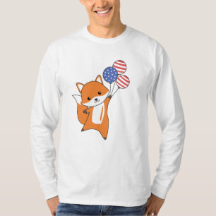 Camiseta Raposa Voa Balões Usa Acima De Raposa-De-Corte
