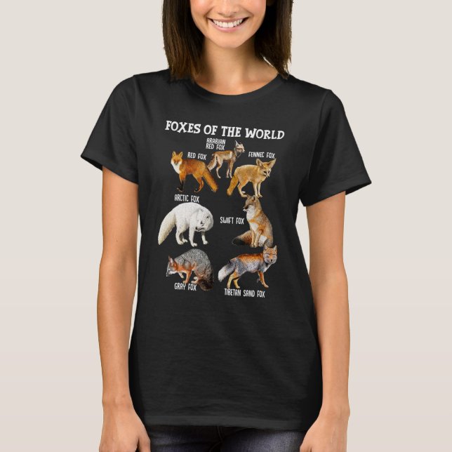 Camiseta Raposas Da Raposa Do Mundo Raçam Animais Selvagens (Frente)
