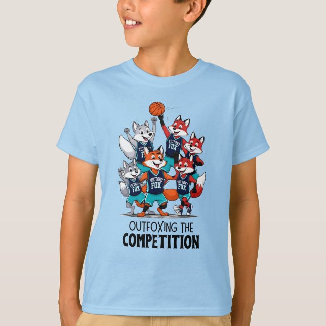 Camiseta Raposas De Basquete Que Ultrapassam Os Competidore (Frente)