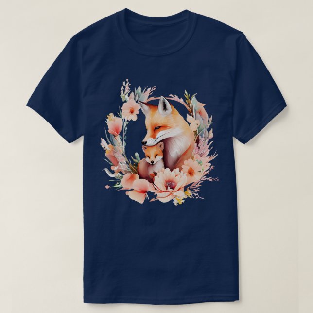 Camiseta Raposas e flores (Frente do Design)