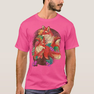 Camiseta Raposas Flores Natureza Amante de os animais Flore
