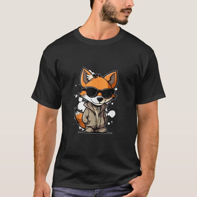 Camiseta Raposas legal Óculos Solares Relaxando Animais Flo (Frente)