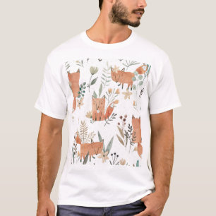 Camiseta Raposas nos prados: Aquarela sem costura