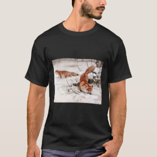 Camiseta Raposas Vermelhas na Neve de Inverno (por Wilhelm