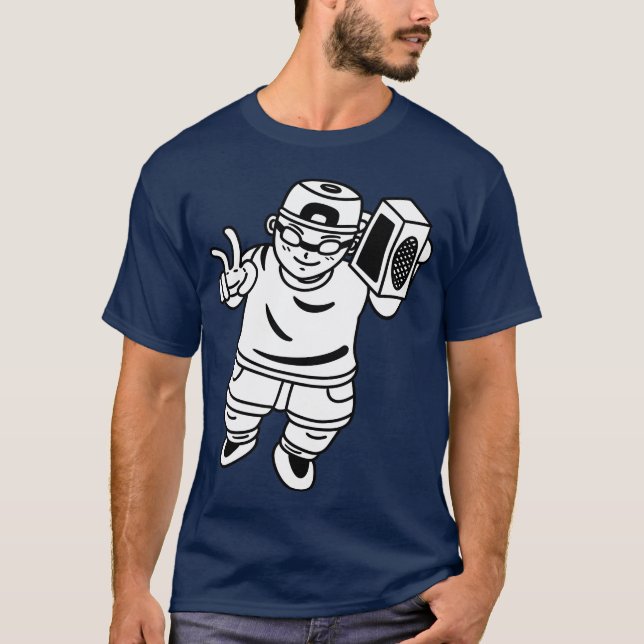 Camiseta Rapper infantil de desenho animado engraçado (Frente)