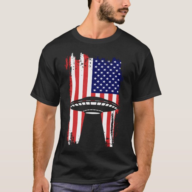 Camiseta Rapto De Alienígenas Da Ufo Em 4 De Julho, Present (Frente)