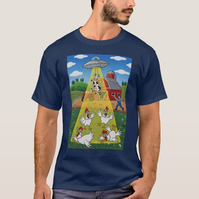 Camiseta Rapto de alienígenas para baixo na fazenda (Frente)