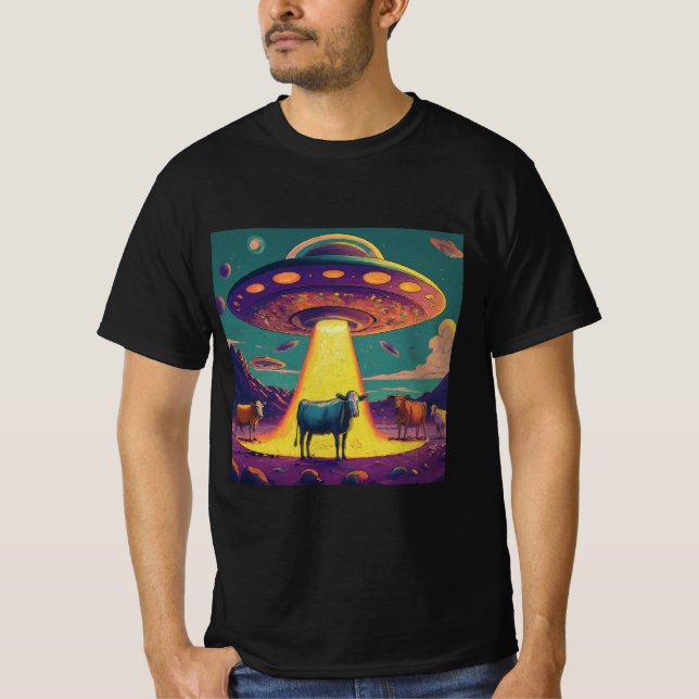 Camiseta Rapto de Vaca no Dia de Rapto Extraterrestre (Frente)
