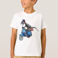 Raptor de dinossauro em uma camisa-Patinete