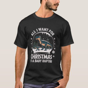 Camiseta Raptor de Natal Xmas Dinossaur TRex Snow Globe Win
