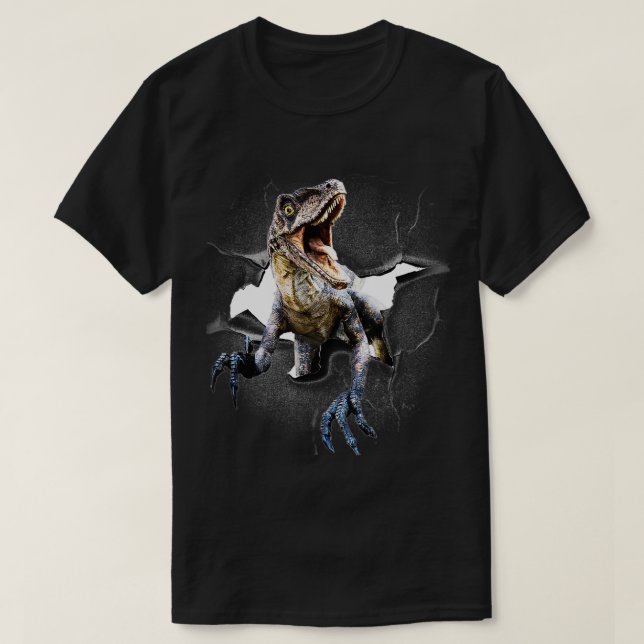 Camiseta Raptor Engraçado Dinossauro Poking Head, Muro rach (Frente do Design)