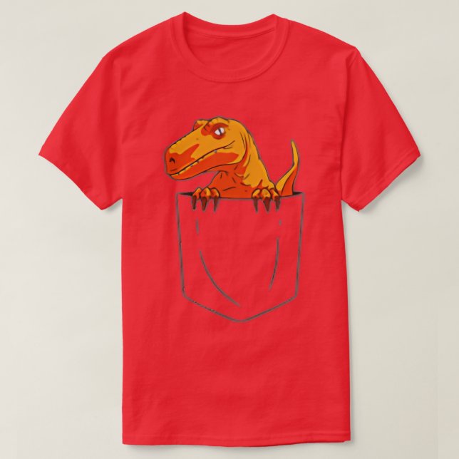 Camiseta Raptor Engraçado Velociraptor no Pocket Dinossaur  (Frente do Design)