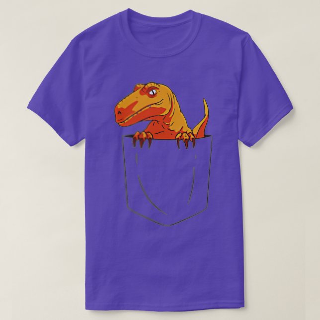 Camiseta Raptor Engraçado Velociraptor no Pocket Dinossauro (Frente do Design)