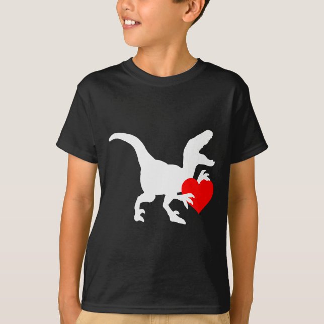Camiseta Raptor Love Valentines Day Gift Dino Raptor Heart  (Frente)