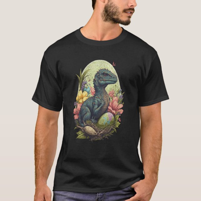 Camiseta Raptor rex Bunny Ears Egg Easter Day Dinosaur Dino (Frente)