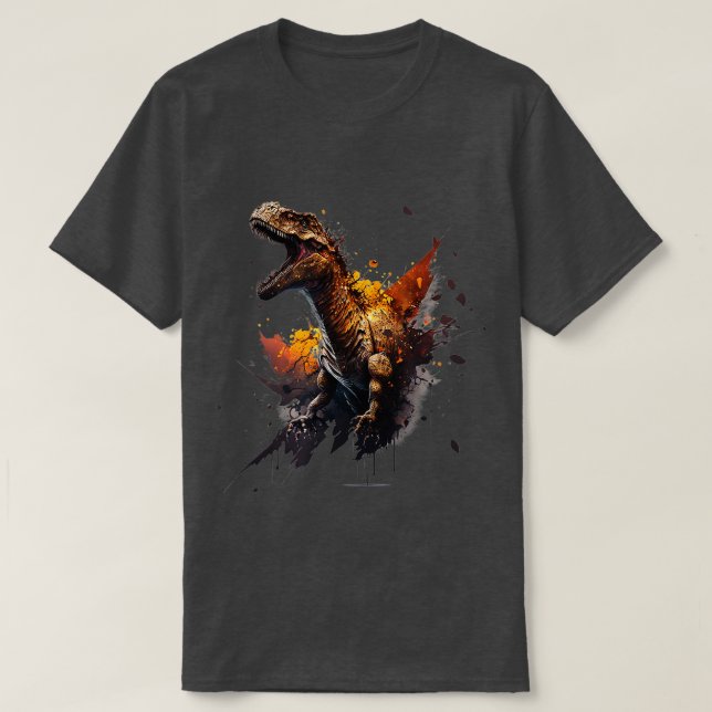 Camiseta raptor selvagem de dinossauro legal e furioso 1 (Frente do Design)