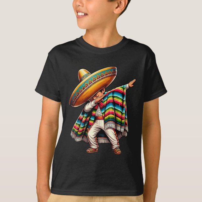 Camiseta Rapys Dabbing Poncho Cinco De Mayo Mexicano (Frente)