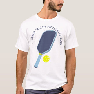 Camiseta Raque de Pickleball Azul e Amarelo Personalizado