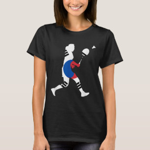 Camiseta Raquete Bandeira Sul-Coreana de Badminton Mulheres