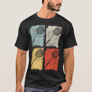 Camiseta Raquete de Badminton Jogador de Badminton Retro,ba