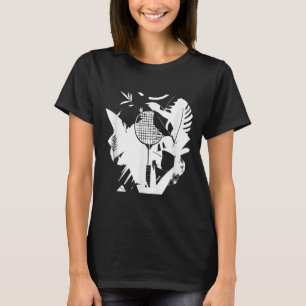 Camiseta Raquete de Badminton Retro Jogador de Peteca