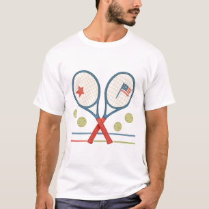 Camiseta Raquete de tênis com Bandeira Americana