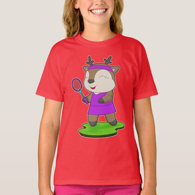 Camiseta Raquete de tênis da rena (Frente)