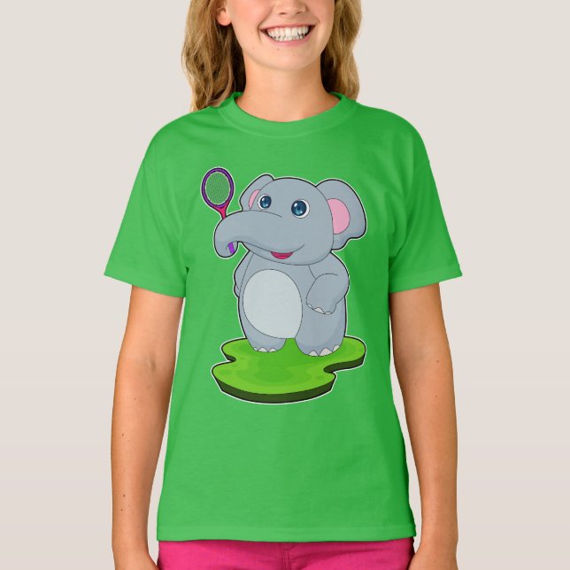Camiseta Raquete de tênis de elefante (Frente)