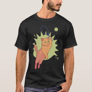 Camiseta Raquete de Ténis de Gato Atleta Felino Desportivo