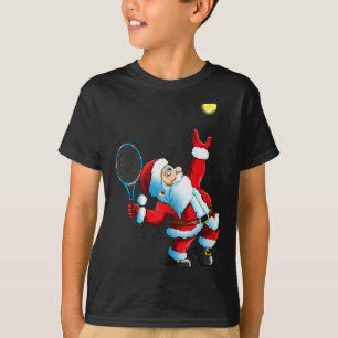 Camiseta Raquete de Tênis Jogo de Tênis Papai Noel Natal