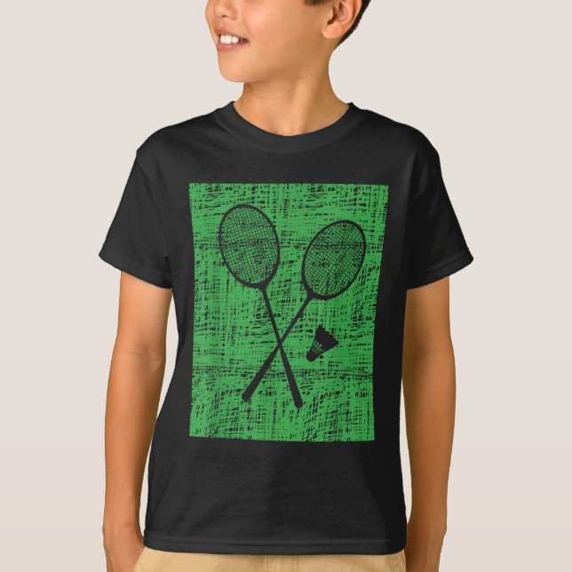 Camiseta Raquetes de Badminton Antigas e Peteca (Frente)