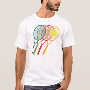 Camiseta raquetes tênis coloridas