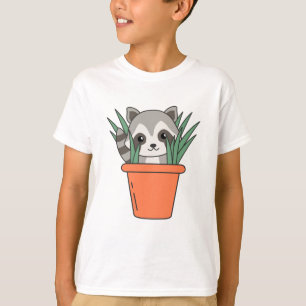 Camiseta Raquinaria De Pote Flor Funny Raccoon