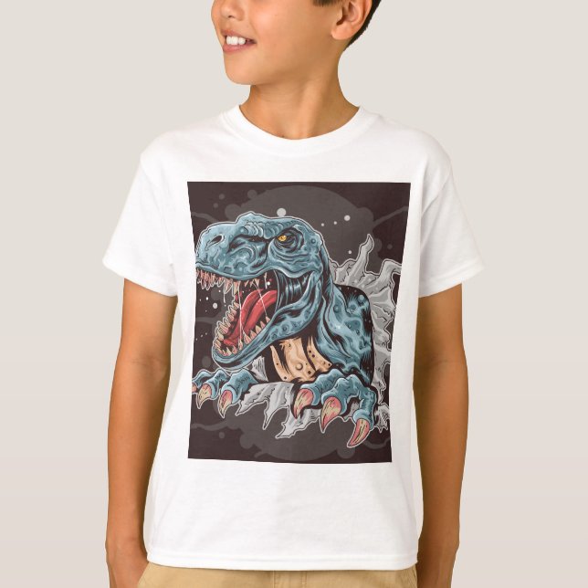 Camiseta Rar Breakthrough T-Rex" Teto Gráfico Do Dinossauro (Frente)