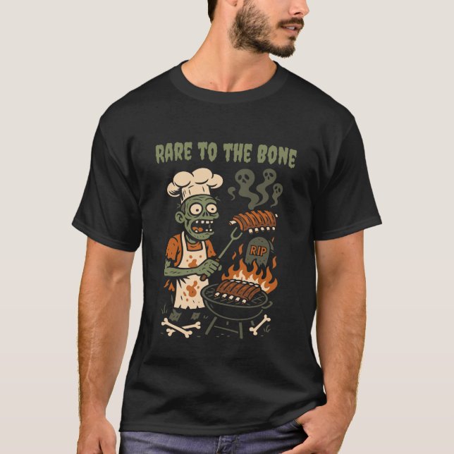 Camiseta Rare to the Bone – Zombie BBQ Pitmaster Skeleton (Frente)