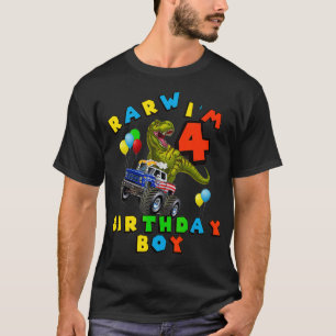 Camiseta RART 4º Aniversário Garoto T Re Dinossauro, Crianç