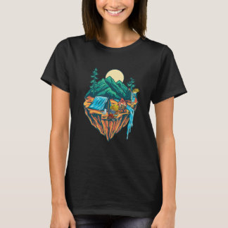 Camiseta Rãs Acampando Em Uma Montanha