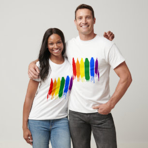Camiseta Rascunho artístico pintado Rainbow Orgulho gay Par