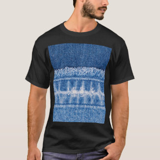 Camiseta Rasgada: Quadro de Jeans Azuis Duplos