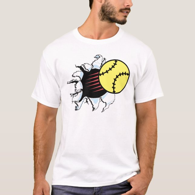 Camiseta Rasgo do softball ele (Frente)