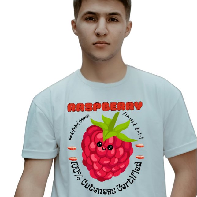 Camiseta Raspberry Burst of Cuteness Fruit Label Farm Wear (Criador carregado)