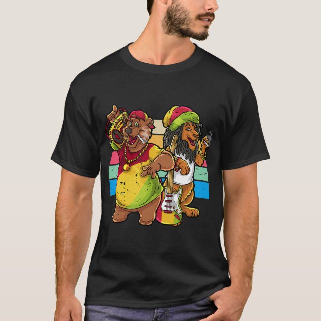 Camiseta Rasta Bear e Leão  (Frente)