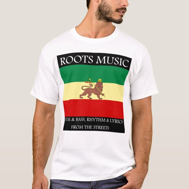 Camiseta Rasta - leão da bandeira de Etiópia da música das (Frente)
