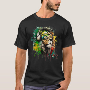 Camiseta Rasta Lion Na moda Rastafari Design Reggae & Jamai