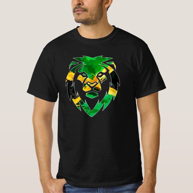 Camiseta Rasta Lion, Rastafarian, bandeira jamaicana, Jamai (Frente)
