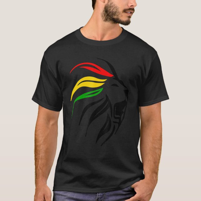 Camiseta Rasta Live Up Apparel Rasta Lion Design (Frente)